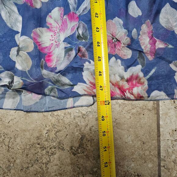 NWT Lara G by Lara Guidotti  Silk Blend Denim Floral Maxi Dress Size Medium - Picture 12 of 12